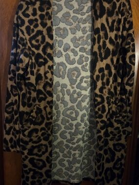Halara Leopard Print Open Front Cardigan - Brown & Black